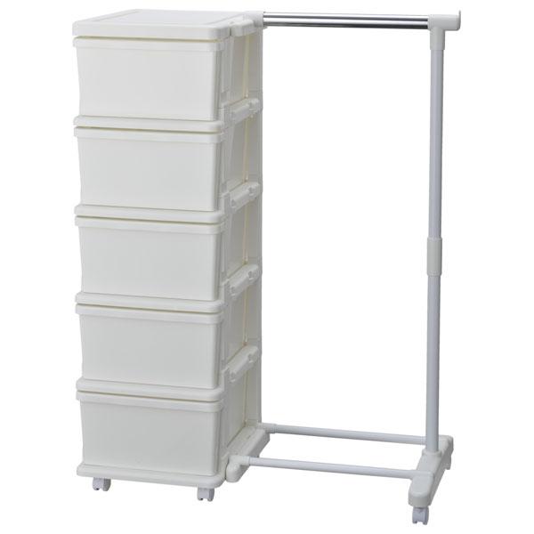 他サイト： JEJアステージ シーズユニット 5段 ハンガー付(ホワイト/ ホワイト) 1020624 返品種別Aの商品画像