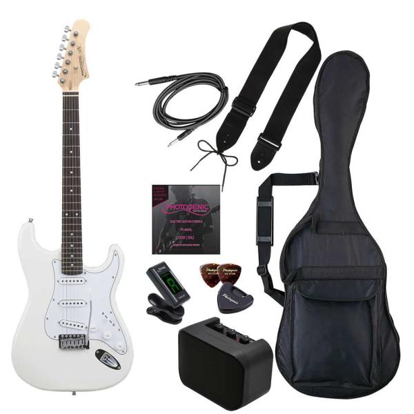 フォトジェニック エレキギター(ホワイト)ライトセット ストラト
