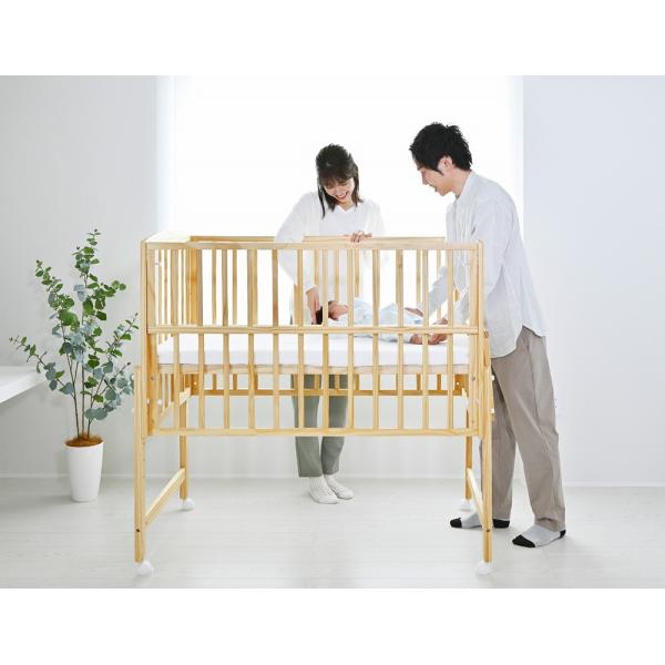 yamatoya認定店 ベビーベッド ノモック nommoc レギュラーサイズ 大和屋 ハイタイプベビーベッド 新生児から24ヶ月以内 高さ調節 キャスター付き スライド枠