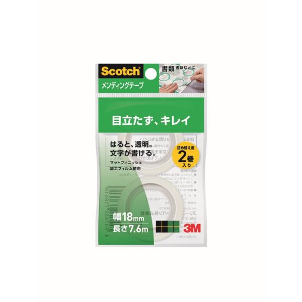 スリーエム スコッチ メンディングテープ 詰め替え用 18mm×7.6m 2個入り(透明) Scotch CM18-R2P 返品種別A