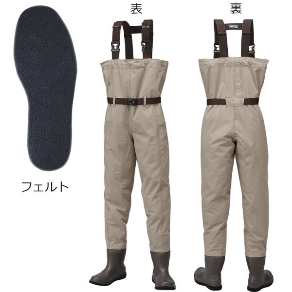 在庫状況：お取り寄せ/お届け：約2週間/2023年05月 発売/※縫製品のため、サイズや自重は誤差がございます。◆深場や波しぶきも安心なチェストウェダー。◆ショート丈のブーツにテフロン撥水加工を施した生地を使用。◆ベルトにはブラツキを抑える...