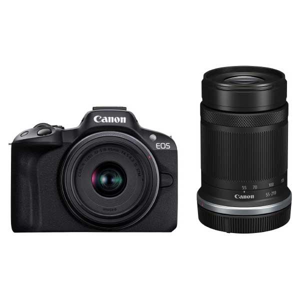 キヤノン ミラーレス一眼カメラ「EOS R50」ダブルズームキット(ブラック) Canon EOSR50BK-WZK 返品種別A