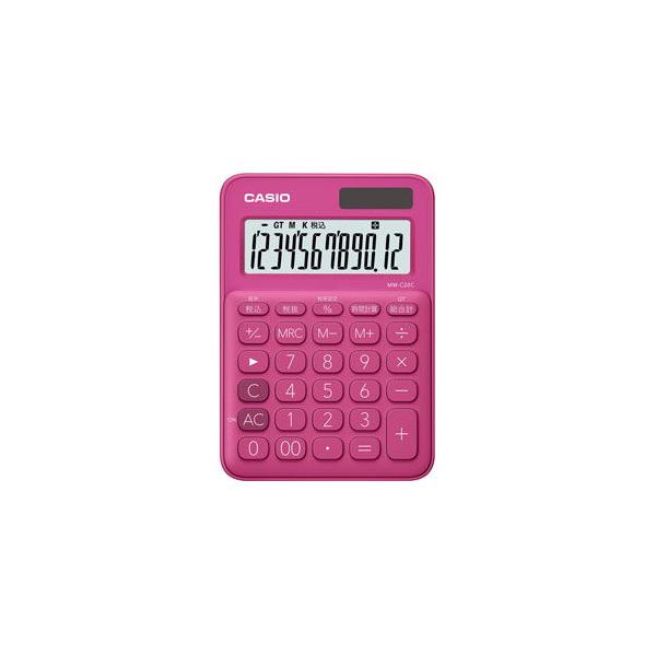カシオ 電卓 12桁 ビビッドピンク Casio カラフル電卓 ミニジャスト