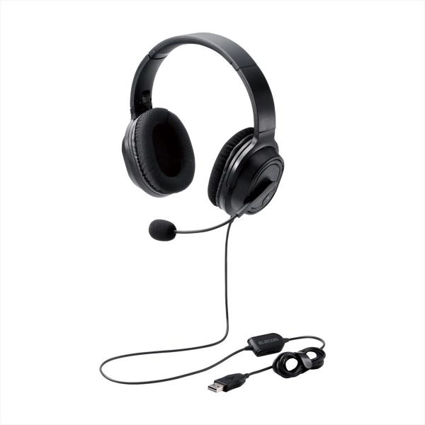 他サイト： エレコム 両耳オーバーヘッドタイプ USB ヘッドセット(ブラック) HS-HP30UBK 返品種別Aの商品画像
