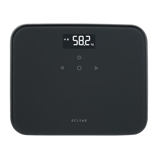 在庫状況：在庫僅少/2023年08月 発売/◆BMIも計測できる“エクリア 体重計”◆体重、BMI、前回体重差の3項目を測定できます◆乗るだけで過去の測定データから登録者を推定する自動認識機能を搭載/[HCSS02BK]