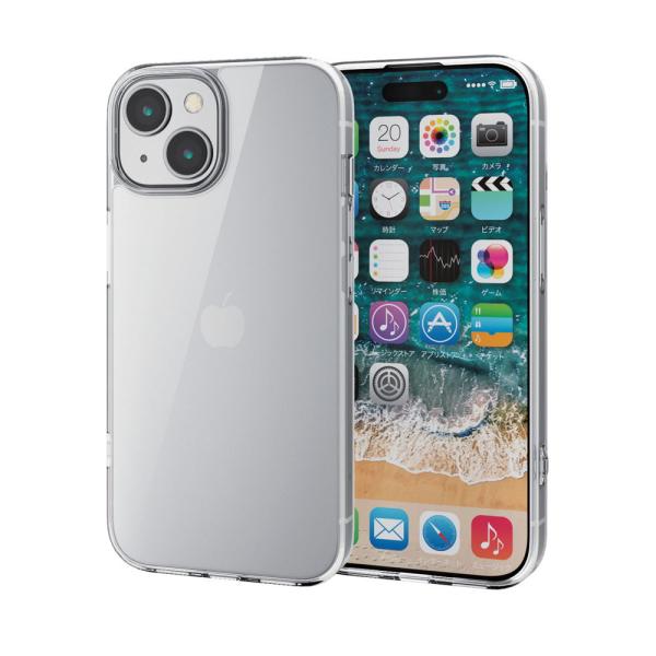 他サイト： エレコム iPhone15(6.1inch/ 2眼)用 ケース ハイブリッド カバー 衝撃吸収 カメラレンズ保護設計 ストラップホール付 硬度5H(クリア) PM-A23AHVCKCR 返品種別Aの商品画像
