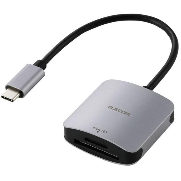 在庫状況：お取り寄せ/2025年10月 発売/◆撮影データの転送をもっと速く快適に!パソコンやスマホ、タブレットへの接続に便利な、USB Type-C(TM)プラグのケーブル付きメモリーカードリーダー◆2つのスロットはどちらもUHS-Iに対...