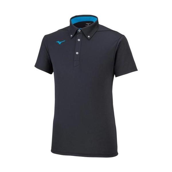 MIZUNO（ミズノ） ポロシャツ 半袖 ボタンダウン(ブラック×ディーバ