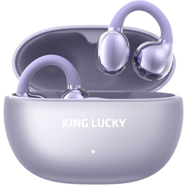 KINGLUCKY 完全ワイヤレスBluetoothオープンイヤー型イヤホン(パープル