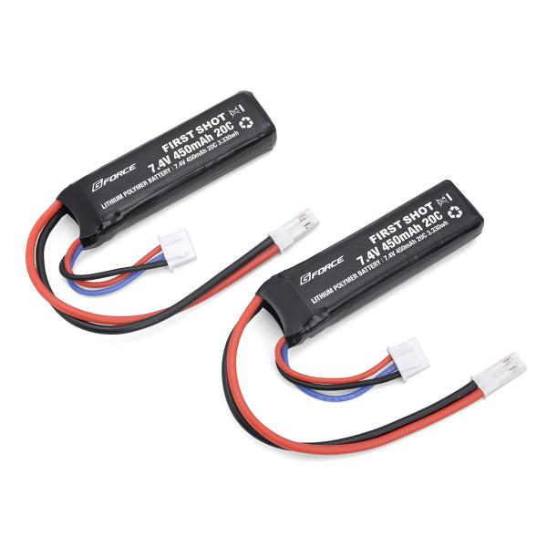G-FORCE FIRST SHOT LiPo 7.4V 450mAh ハンドガン用(2本入)(GFG991)エアガン用 返品種別B