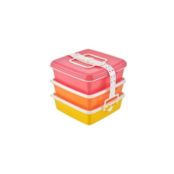 Colors スタック式ピクニックケース角型大3段 ピンク