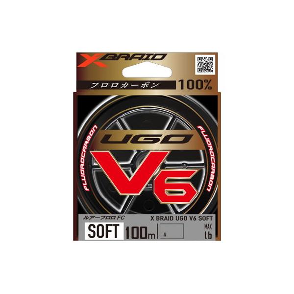 10/19まで全品+P5% ルアー釣り用フロロライン XBRAID エックスブレイド ユーゴ V6 ソフト 100m 2号/8lb ナチュラル