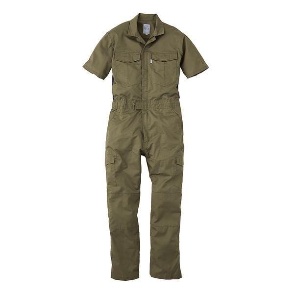 エスケープロダクト シャドーストライプ・サマー半袖ツナギ カーキ Lサイズ SK-PRODUCT GE-525-09-L 返品種別B