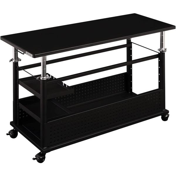 他サイト： バウヒュッテ 昇降式L字デスクHD ロングタイプ(ブラック) Bauhutte 天板サイズ：100×40cm BHD-1000HL-BK 返品種別Aの商品画像