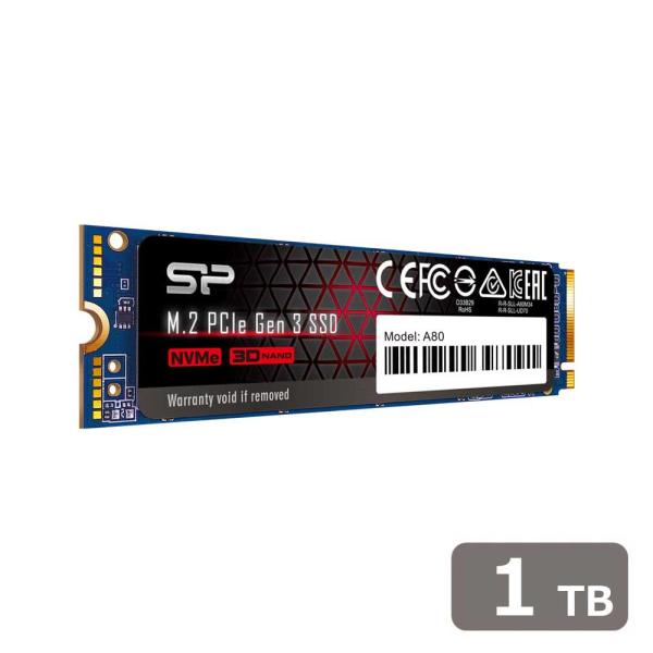 他サイト： Silicon Power｜シリコンパワー SiliconPower M.2 2280 NVMe PCIe 3.0x4 SSD 1TB A80シリーズ SP001TBP34A80M28 返品種別Bの商品画像