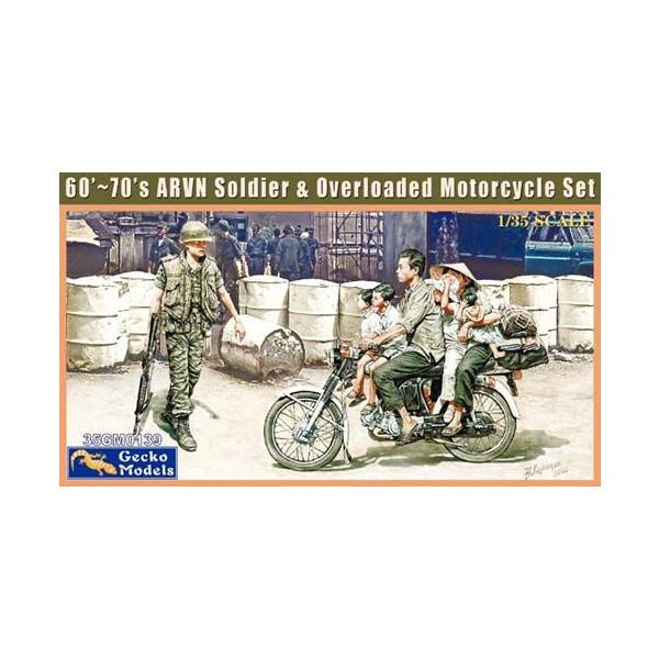 ゲッコー・モデル 1/ 35 ARVN (ベトナム共和国陸軍) 兵 ＆ "定員オーバー"バイク 60年代〜70年代(GEC35GM0139)プラモデル 返品種別B