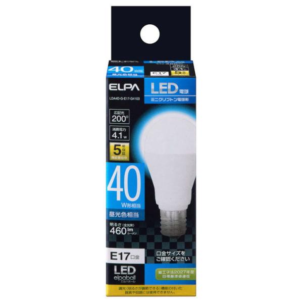 他サイト： ELPA LED電球 ミニクリプトン球形 480lm(昼光色相当) エルパ LDA4D-G-E17-G4103 返品種別Aの商品画像