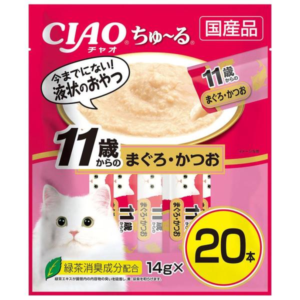 他サイト： CIAO ちゅ〜る 11歳からのまぐろ・かつお 14g×20本 いなばペットフード 返品種別Bの商品画像