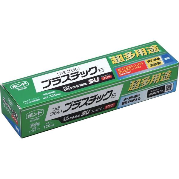 コニシ ボンドウルトラ多用途SUプレミアムソフト 120ml クリヤー 多用途接着剤1液タイプ 5147 返品種別B