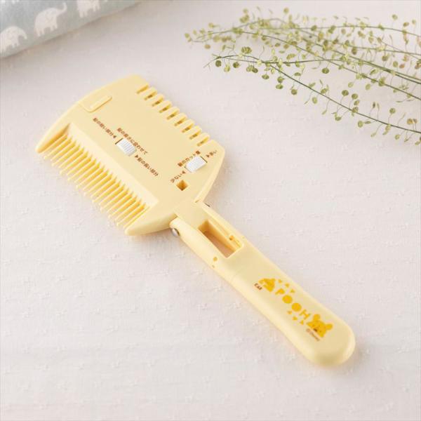 在庫状況：お取り寄せ/お届け：約2週間/◆くまのプーさんのデザインが入った髪の切れる量を調整できるシェーパー◆クシ先端は頭皮にやさしい球面仕上げ/[KK1496]