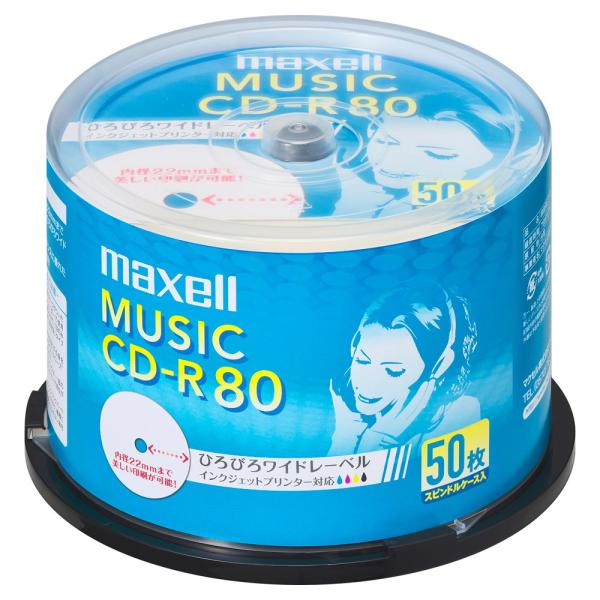 在庫状況：在庫僅少/◆美しい印刷が可能な(ひろびろワイドレーベル)採用!◆音楽データの書き込み安定性に配慮した設計◆グリーン購入法適合のスピンドルケース仕様！/[CDRA80WP50SP]