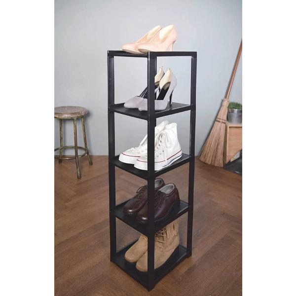 吉川国工業所 シューズラック CUBE 5段(幅23.8×奥28.5×高93cm)ブラック