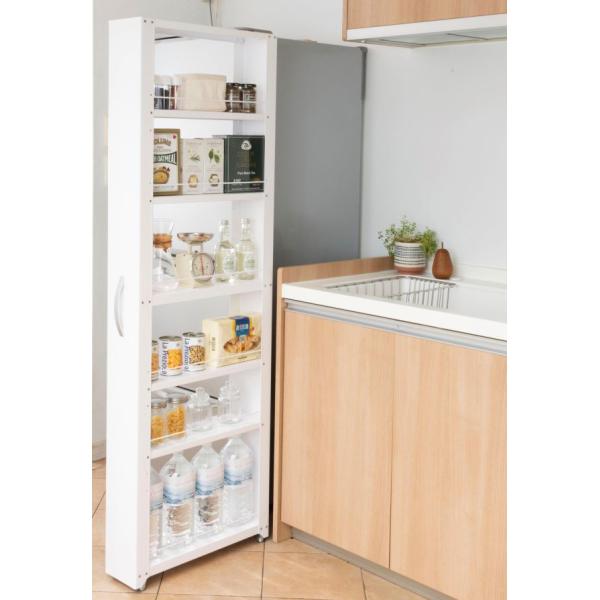 【値下げ】すきま収納　田窪工業NWH-150 田窪工業所 トールワゴン High150(マットホワイト・幅15.6×奥行