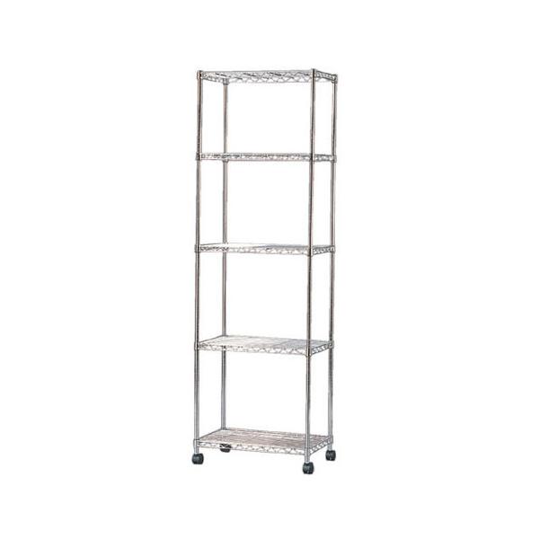 在庫状況：在庫僅少/★組立：お客様組立●インテリア性の高いクロームメッキ仕上げのキャスター付きメタルラックです。●パイプ径は19mmのシンプルで軽いデザインです。◆棚数：5段 ◆サイズ(約)：幅55×奥行35×高さ174.5cm◆棚耐荷重　...