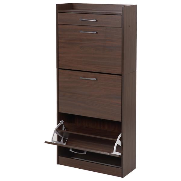 HAGIHARA(萩原) シューズラック(ブラウン・幅62×奥行24×高さ136.5cm) RSR-1705BR 返品種別A