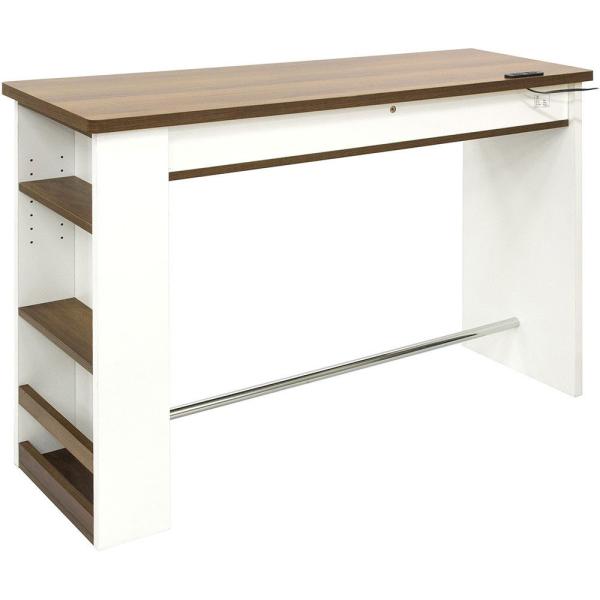 在庫状況：お取り寄せ/お届け：約2週間/◆木目が美しいブラウンの天板と、側面のホワイトのコントラストが印象的なカウンターテーブル『Latte(ラテ)』。・組立：お客様組み立て/[KNT1200RWHBR]