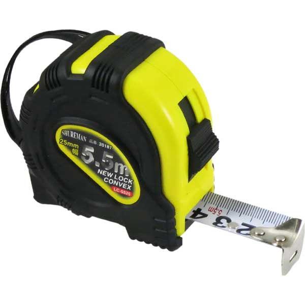 在庫状況：お取り寄せ/お届け：約2週間/◆ロック機能付き、テープを出した状態を保持し作業効率UP!◆優れたフィット感で握りやすく・すべらない!◆コンパクト設計!腰袋にスッと入ります。/[LC5525SHUREMAN]