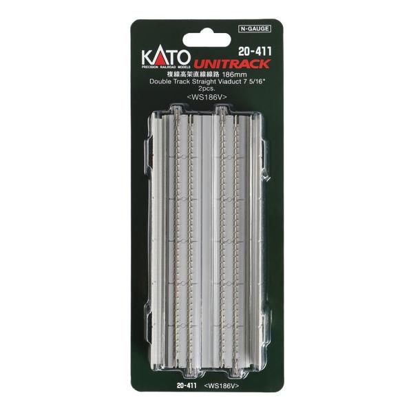 カトー（KATO） (N) 20-411 ユニトラック 複線高架直線線路 186mm 2本