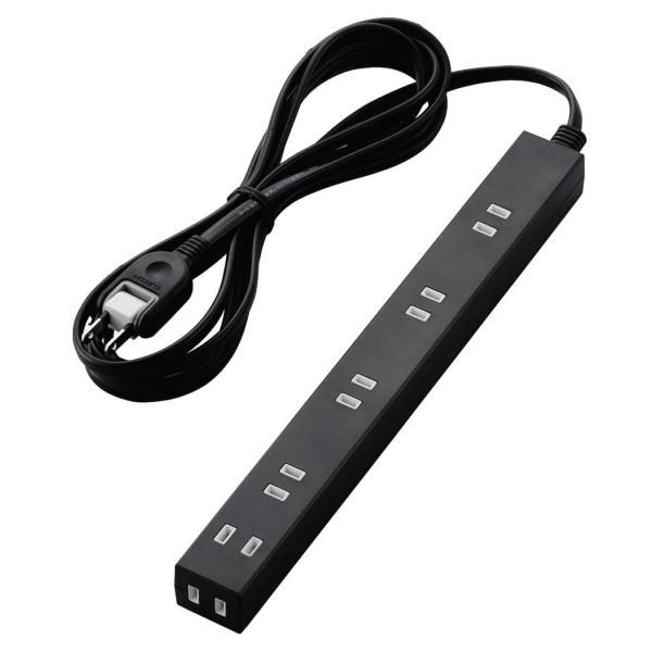 在庫状況：在庫あり/2017年02月 発売/◆隣の差込口をふさがない!差込口の間隔が広くACアダプタもすっきり接続できる、ほこり防止シャッター付きスリムタップ。 雷ガード内蔵モデル。/[TNSLK2630BK]