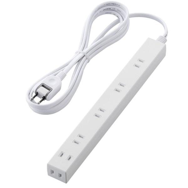 他サイト： エレコム ほこり防止シャッター付きスリムタップ(雷ガード内蔵) 2ピン6個口 3m(ホワイト) T-NSLK-2630WH 返品種別Aの商品画像