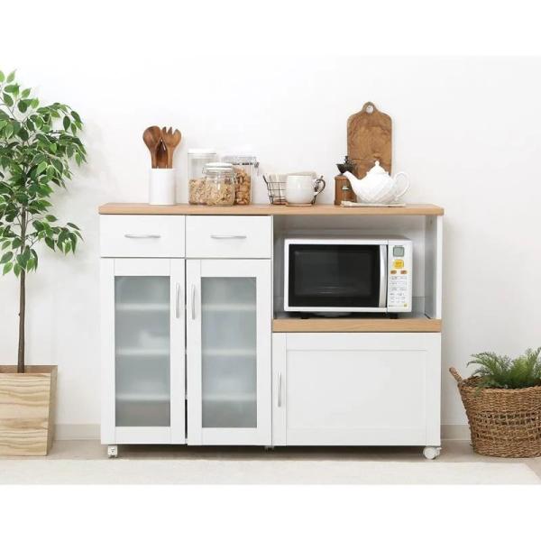 不二貿易 キッチンカウンター サージュ 幅120cm ホワイト ナチュラル 96820