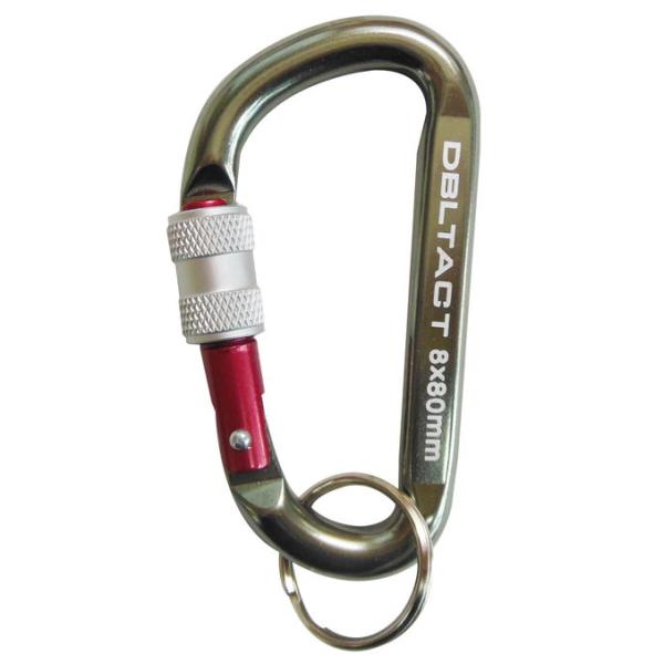他サイト： DBLTACT カラビナロック式 8mm (ガンメタ(S)×レッド) DT-AKL-185 #360355 返品種別Bの商品画像