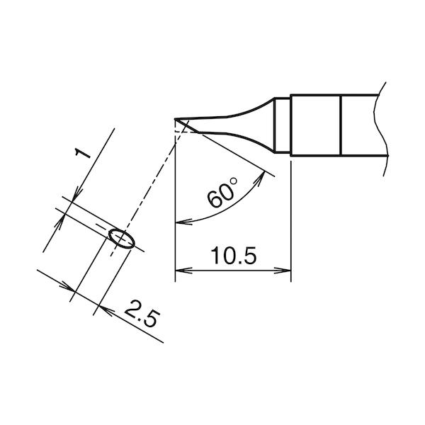 白光 こて先 C型 横1mm 縦2.5mm T39-C1025 返品種別B