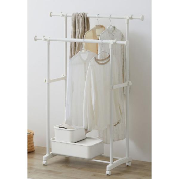 他サイト： アイリスオーヤマ パイプハンガー (ホワイト・幅81〜126.5cm幅)2列タイプ IRIS PI-E280Sホワイト 返品種別Aの商品画像