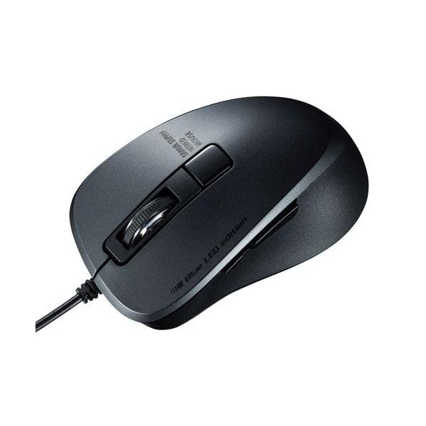 他サイト： サンワサプライ 有線Type-CブルーLEDマウス(5ボタン・静音タイプ) MA-BLC156BK 返品種別Aの商品画像