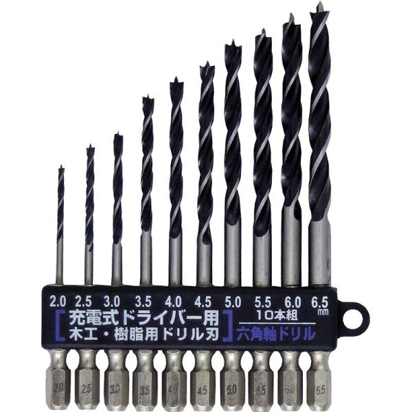 他サイト： SUN UP 木工・樹脂用 六角軸ドリル 10PC 23437 返品種別Bの商品画像