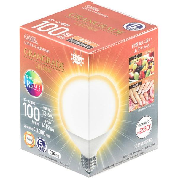 他サイト： オーム LED電球 ボール電球形 1419lm(電球色相当) OHM LDG12L-G AG6/ RA93 返品種別Aの商品画像