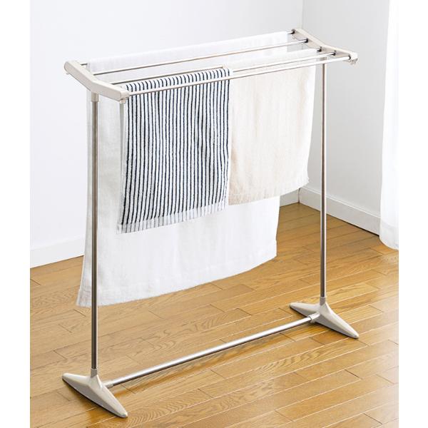 在庫状況：お取り寄せ/7日〜10日で出荷/◆省スペースにおけるコンパクトなタオル掛け◆バスタオルは5枚、タオルなら10枚干せます◆干し部は斜めになっており、タオルが掛けやすい・サイズ(約)：幅83×奥行30×高さ84cm/[NY281]