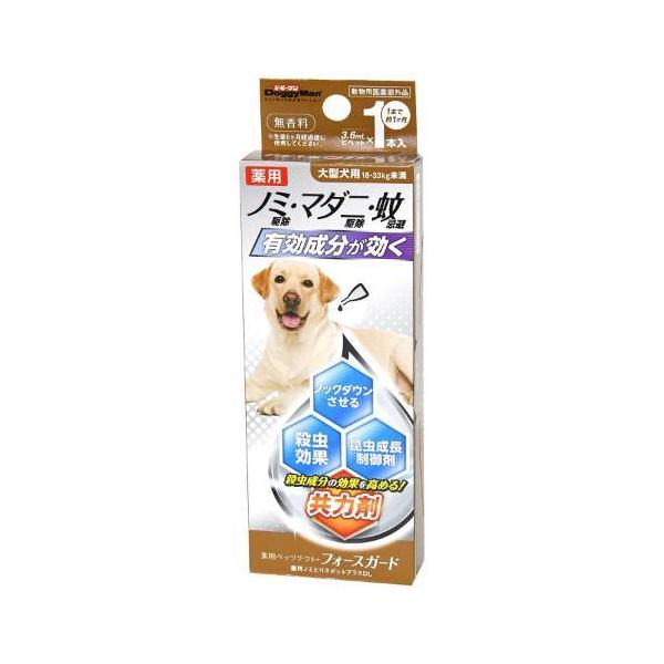 新品　2箱　薬用ペッツテクト+フォースガード　大型犬用　合計6本　ドギーマン ドギーマン 薬用ペッツテクト＋フォースガード 大型犬用 1本入