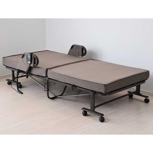 山善（YAMAZEN） 電動折りたたみベッドハイ取っ手付き グレー ELB-7A