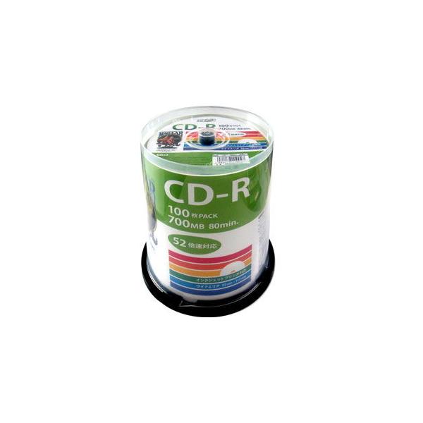 HIDISC CD-R データ用 52倍速 10個セット 700MB 100枚 スピンドルケース ワイドエリアホワイトプリンタブル HDCR 通販 