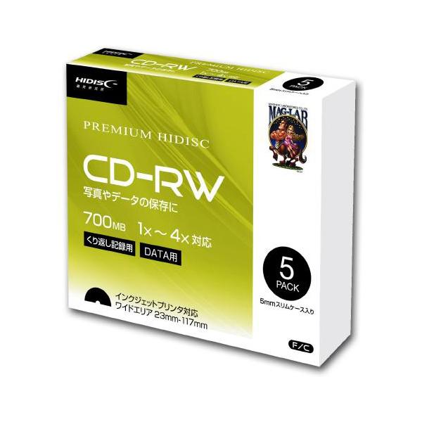在庫状況：お取り寄せ/◆1〜4倍速対応 データ用CD-RW◆くり返し記録用◆5枚パック/[HDCRW80YP5SC]