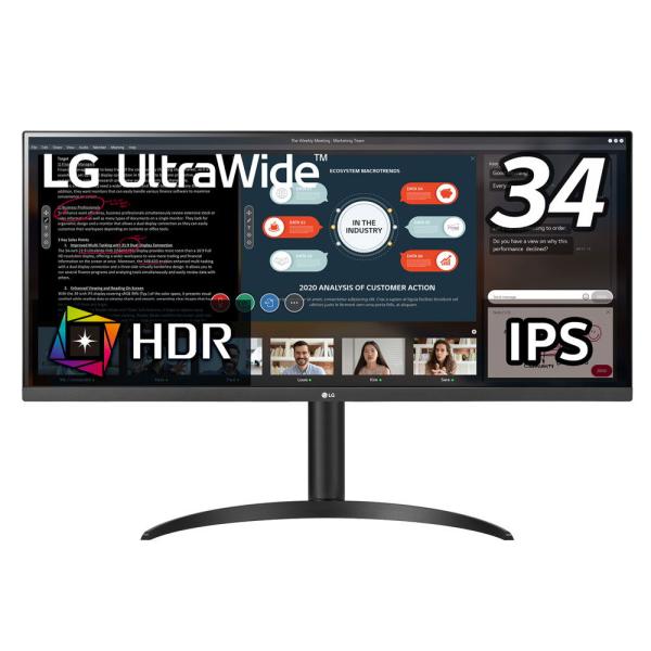 LG [34型 21:9 IPS 2560×1080 ウルトラワイドモニター/ HDR/ 超解像技術/ フリッカーセーフ/ ブルーライト低減モード] 34WP550-B 返品種別A