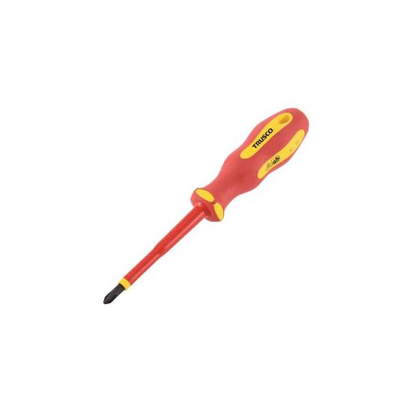 トラスコ中山 絶縁ドライバー(マグネット入り)(+NO.1X80mm) 絶縁工具(ドライバー) TZD-1-80 返品種別B
