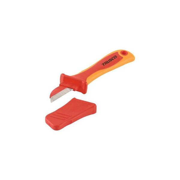 トラスコ中山 絶縁電工ナイフ(プラスチックコーティングタイプ) 200mm 絶縁工具(ナイフ) TZEN-200C 返品種別B