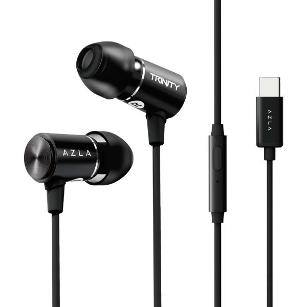 AZLA マイク＆コントローラー搭載USB Type-C端子専用 ダイナミック型カナルイヤホン(ブラック) TRINITY USB-C Black AZL-TRINITY-UC-BLK 返品種別A